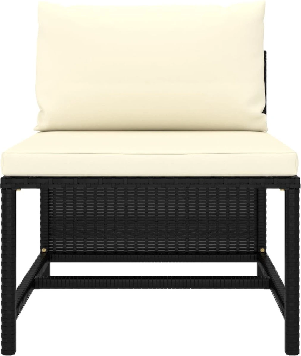 VidaXL 4-delige Loungeset Met Kussens Poly Rattan Zwart 13 VidaXL 4-delige Loungeset Met Kussens Poly Rattan Zwart - Afbeelding 11