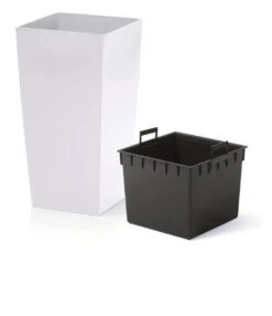 Prosperplast Kunststof Urbi Bloempot/plantenpot Met Binnenpot Wit 32 X 32 X 61 Cm - 21/49 Liter - Hoge Vierkante Bloempotten -Tuin- En Buitenwinkels 1038x1200 6