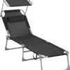 Ligstoel Met Hoofdsteun En Zon Bescherming Verstelbare Rugleuning Inklapbaar Donker Grijs Ligbed Tuin -Tuin- En Buitenwinkels 1041x1200