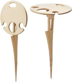 Merkloos Opvouwbare Wijntafel - Picknicktafel - Wijn Bijzettafel - Mannen Gadget - Vrouwen Cadeautjes - Moederdag Cadeautje - Bijzettafel Rond - Hout -Tuin- En Buitenwinkels 1062x1200