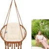 Vita5 Macramé Hangstoel - Voor Binnen En Buiten - Zonder Standaard - Incl. Kussen, Boekenvak En Beschermhoes - Tot 150kg - Bruin/Beige -Tuin- En Buitenwinkels 1080x1200