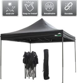 MaxxGarden Easy-up Partytent - 3x3m - Standaard - Waterdicht - Opvouwbaar - Inclusief Draagtas - Zwart -Tuin- En Buitenwinkels 1109x1200 1