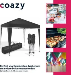 Coazy Waterdichte Partytent 3x3 Meter Opvouwbaar - Paviljoen - Easy Up - Pop-up Tent Met Haringen, Touw En Anti Slip Poten - Waterdicht - Partytenten Weerbestendig -Tuin- En Buitenwinkels 1132x1200 1