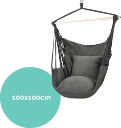 Hangmat Stoel - Hangstoel Voor Binnen Of Buiten - Incl. 2 Kussens - Zwart/Grijs Antraciet -Tuin- En Buitenwinkels 1141x1200