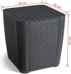 ALLIBERT Keter Luzon Opbergtafel - 39x39x43cm - Donkergrijs -Tuin- En Buitenwinkels 1144x1200