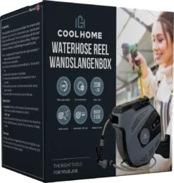 CoolHome - Wandslangenbox 20 Meter + 2 Meter - Tuinslang Met Haspel- Slangenhouder 180° Draaibaar - Tuinslanghaspel Zwart - Grijs -Tuin- En Buitenwinkels 1146x1200 8