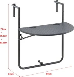 Balkontafel Cicala Inklapbaar 83,5x60x64 Cm Donkergrijs -Tuin- En Buitenwinkels 1147x1200 1