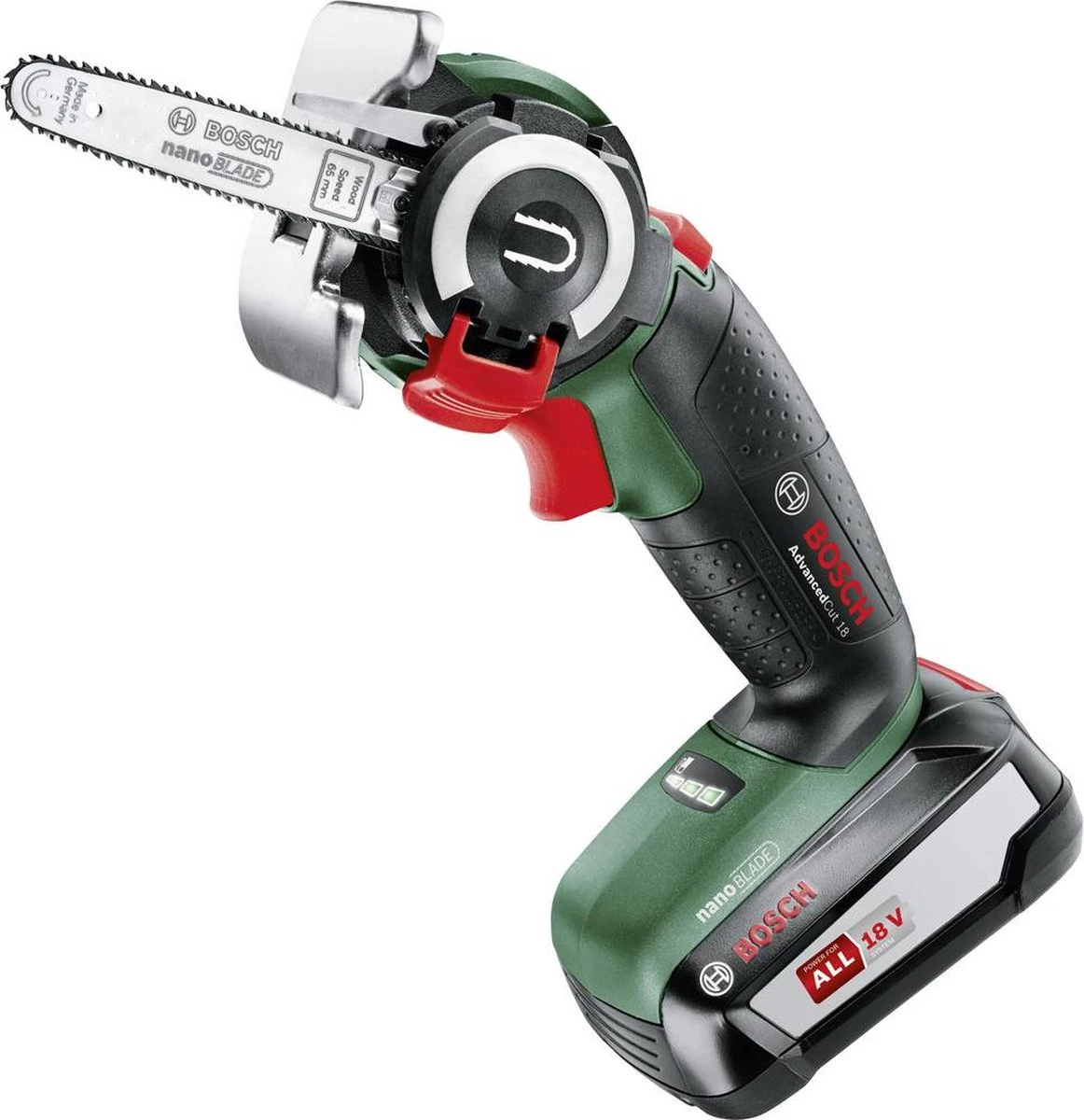 Bosch AdvancedCut 18 Microkettingzaag - Met 1 X 18 V Accu En Lader 4 Bosch AdvancedCut 18 Microkettingzaag - Met 1 X 18 V Accu En Lader - Afbeelding 2