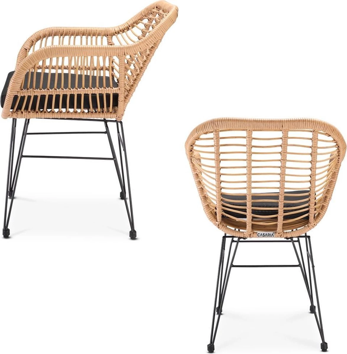 Casaria Polyrotan Kuipstoel Bali - Met Kussens – 2 Stuks 4 Casaria Polyrotan Kuipstoel Bali - Met Kussens – 2 Stuks - Afbeelding 2