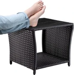 Casaria Polyrattan Bijzettafel - WPC Tafelblad 45x45x40cm – Zwart -Tuin- En Buitenwinkels 1191x1200 3