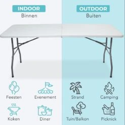 LifeGoods Klaptafel - Inklapbaar - 70x180cm - Verstelbare Vouwtafel - Weerbestendig - Wit -Tuin- En Buitenwinkels 1193x1200 1
