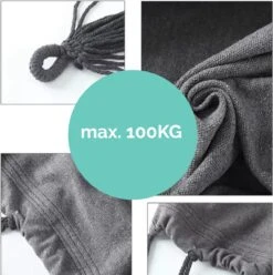 Hangmat Stoel - Hangstoel Voor Binnen Of Buiten - Incl. 2 Kussens - Zwart/Grijs Antraciet -Tuin- En Buitenwinkels 1196x1200