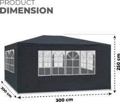 MaxxGarden Partytent - Feesttent Paviljoen - 3x3m - Antraciet -Tuin- En Buitenwinkels 1200x1021