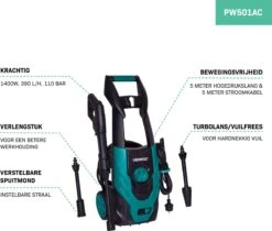 VONROC Hogedrukreiniger V14-1 - 1400W – 110 Bar – 390 L/h – Incl. 5m Slang, Spuitstukken En Accessoires -Tuin- En Buitenwinkels 1200x1022 1