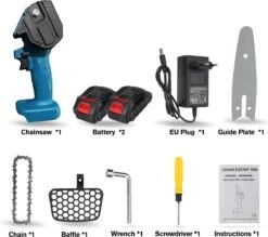 Merkloos Mini Accu Kettingzaag - 4 Inch Elektrische Boomzaag - Handkettingzaag - Met 2 Accu En 1 Oplader - Voor Tuinboom Ranch Bomen Snijden Hout- Blauw -Tuin- En Buitenwinkels 1200x1062 2