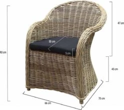 Roma Dining Tuinstoel Naturel Rotan - Suntech Kussen -Tuin- En Buitenwinkels 1200x1065