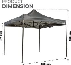 MaxxGarden Easy-up Partytent - 3x3m - Standaard - Waterdicht - Opvouwbaar - Inclusief Draagtas - Antraciet -Tuin- En Buitenwinkels 1200x1086