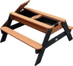 AXI Nick Zand & Water Picknicktafel In Antraciet/Bruin - Parasol Blauw/Wit - Picknick Tafel Voor Kinderen Van Hout -Tuin- En Buitenwinkels 1200x1087
