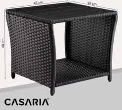 Casaria Polyrattan Bijzettafel - WPC Tafelblad 45x45x40cm – Zwart -Tuin- En Buitenwinkels 1200x1090