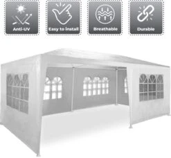 MaxxGarden Partytent - Paviljoen - 300 X 600 X 250 Cm - Met Zijwanden - Waterdicht Pro - 32mm Buizen – Wit -Tuin- En Buitenwinkels 1200x1108