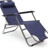 Relaxdays Ligstoel Inklapbaar - Ligbed Met Hoofdsteun - Strandstoel Verstelbaar - Camping - Donkerblauwe -Tuin- En Buitenwinkels 1200x1112