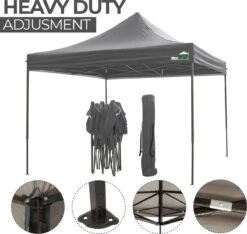 MaxxGarden Easy-up Partytent - 3x3m - Standaard - Waterdicht - Opvouwbaar - Inclusief Draagtas - Antraciet -Tuin- En Buitenwinkels 1200x1137