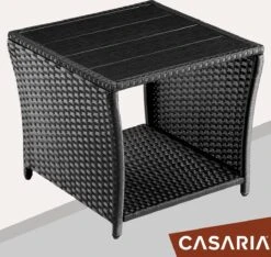 Casaria Polyrattan Bijzettafel - WPC Tafelblad 45x45x40cm – Zwart -Tuin- En Buitenwinkels 1200x1138 3