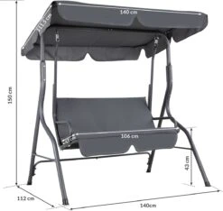 Merkloos Casaria Hollywood Schommel - Antraciet - Incl. Zonnekap -Tuin- En Buitenwinkels 1200x1139 1