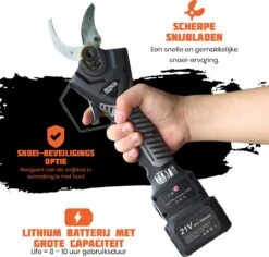 Reichlër® Elektrische Snoeischaar - 40 Mm Snijdiameter - 2x Accu - Anti-cut Functie - Heggenschaar - Takkenschaar - Zwart -Tuin- En Buitenwinkels 1200x1145 5