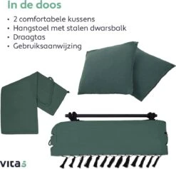Vita5 XXL Hangstoel | Binnen&Buiten Hangnest | Incl. 2 Kussens En Boekenvak | Volwassenen&Kinderen | Hangmatstoel Tot 225kg | Donkergroen -Tuin- En Buitenwinkels 1200x1152 2
