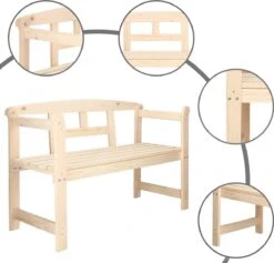 Merkloos Springos Tuinbank | Tuinbankje | Zitbank Buiten | Naaldhout | 119 X 78 X 45 Cm | Licht -Tuin- En Buitenwinkels 1200x1152