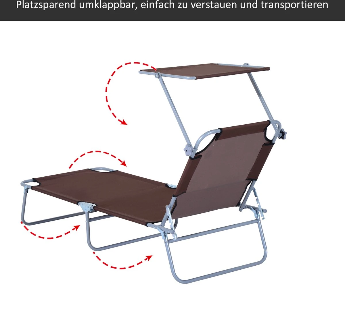 Outsunny Ligstoel Ligbank Voor Buiten Ligstoel Voor Op Het Strand Inklapbaar Met Zonnedak 3 Kleuren 84B-001 3 Outsunny Ligstoel Ligbank Voor Buiten Ligstoel Voor Op Het Strand Inklapbaar Met Zonnedak 3 Kleuren 84B-001