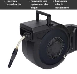 Buxibo - Wandslangenbox 20 Meter + 2 Meter - Tuinslang Met Haspel - 9 Sproei Standen - Slangenhouder 180° Draaibaar - Tuinslanghaspel Zwart+ Gratis Sproeier - Zwart -Tuin- En Buitenwinkels 1200x1161