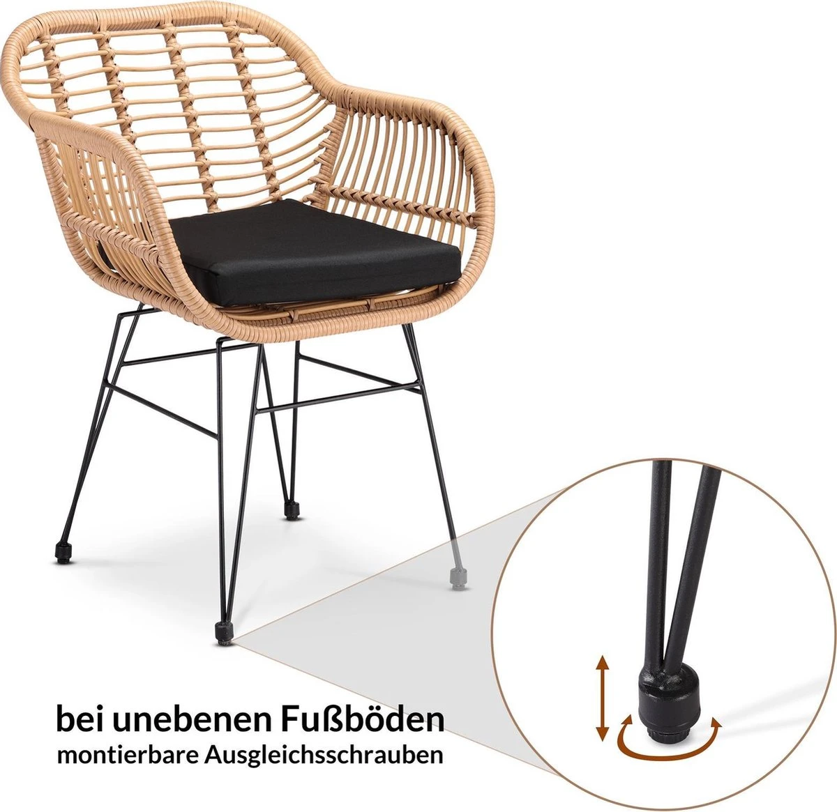 Casaria Polyrotan Kuipstoel Bali - Met Kussens – 2 Stuks 12 Casaria Polyrotan Kuipstoel Bali - Met Kussens – 2 Stuks - Afbeelding 10