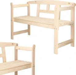 Merkloos Springos Tuinbank | Tuinbankje | Zitbank Buiten | Naaldhout | 119 X 78 X 45 Cm | Licht -Tuin- En Buitenwinkels 1200x1178