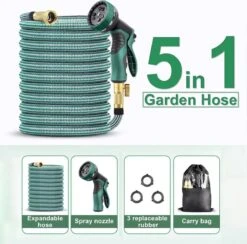 IBright Extra Sterke Uitrekbare Tuinslang - Flexibel - 15 Meter - Inclusief Opbergtas ,Sproeier ,Koppelstuk En Ophanghaak - Groen -Tuin- En Buitenwinkels 1200x1183 5