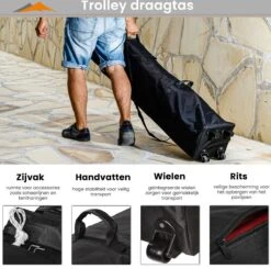 Easy Up Partytent - Partytent - Paviljoen - Partytent Opvouwbaar - Partytent 3x3 - Partytent Met Zijwanden - Inclusief Trolley - Waterdicht - UV 50+ Bescherming - Met Ramen - 16 Kg - Staal - Antraciet - 300 X 300 Cm -Tuin- En Buitenwinkels 1200x1188