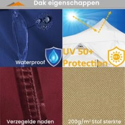 Easy Up Partytent - Partytent - Paviljoen - Partytent Opvouwbaar - Partytent 3x3 - Partytent Met Zijwanden - Inclusief Trolley - Waterdicht - UV 50+ Bescherming - Met Ramen - 16 Kg - Staal - Antraciet - 300 X 300 Cm -Tuin- En Buitenwinkels 1200x1195