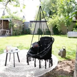 Vita5 Macramé Hangstoel - Voor Binnen En Buiten - Zonder Standaard - Incl. Kussen, Boekenvak En Beschermhoes - Tot 150kg - Zwart -Tuin- En Buitenwinkels 1200x1200 101