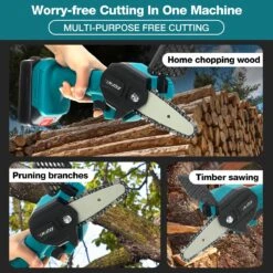 Merkloos Mini Accu Kettingzaag - 4 Inch Elektrische Boomzaag - Handkettingzaag - Met 2 Accu En 1 Oplader - Voor Tuinboom Ranch Bomen Snijden Hout- Blauw -Tuin- En Buitenwinkels 1200x1200 1031
