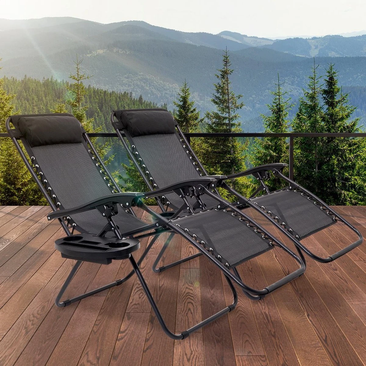 LifeGoods Opvouwbare Tuinstoelen - Verstelbaar Zonnescherm - 2 Stuks - 30°-90° Verstelbaar - Metaal - Zwart 9 LifeGoods Opvouwbare Tuinstoelen - Verstelbaar Zonnescherm - 2 Stuks - 30°-90° Verstelbaar - Metaal - Zwart - Afbeelding 7