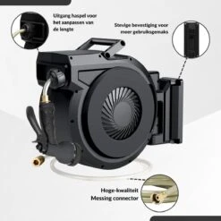 Buxibo - Wandslangenbox 20 Meter + 2 Meter - Tuinslang Met Haspel - 9 Sproei Standen - Slangenhouder 180° Draaibaar - Tuinslanghaspel Zwart+ Gratis Sproeier - Zwart -Tuin- En Buitenwinkels 1200x1200 1121