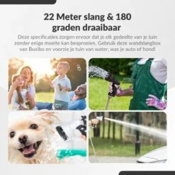 Buxibo - Wandslangenbox 20 Meter + 2 Meter - Tuinslang Met Haspel - 9 Sproei Standen - Slangenhouder 180° Draaibaar - Tuinslanghaspel Zwart+ Gratis Sproeier - Zwart -Tuin- En Buitenwinkels 1200x1200 1123