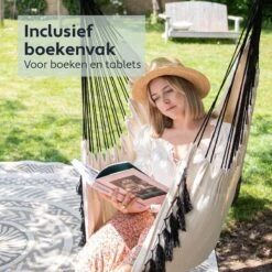 Vita5 XXL Hangstoel | Binnen&Buiten Hangnest | Incl. 2 Kussens En Boekenvak | Volwassenen&Kinderen | Hangmatstoel Tot 225kg | Beige -Tuin- En Buitenwinkels 1200x1200 123