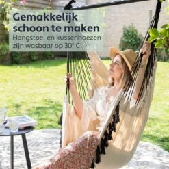 Vita5 XXL Hangstoel | Binnen&Buiten Hangnest | Incl. 2 Kussens En Boekenvak | Volwassenen&Kinderen | Hangmatstoel Tot 225kg | Beige -Tuin- En Buitenwinkels 1200x1200 124