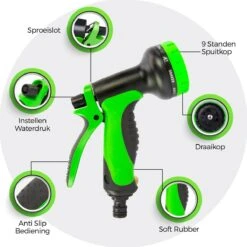 MD-Goods ® Super Sterk Uitrekbare Tuinslang Tot 30 Meter + GRATIS Tas En Koppelstuk - Tuinsproeier - Tuin Besproeien - Waterslang - Sproeikop - Groen - Flexibel Elastisch -Tuin- En Buitenwinkels 1200x1200 1375