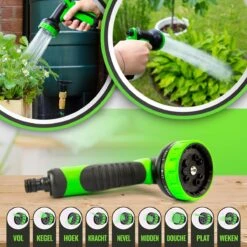 MD-Goods ® Super Sterk Uitrekbare Tuinslang Tot 30 Meter + GRATIS Tas En Koppelstuk - Tuinsproeier - Tuin Besproeien - Waterslang - Sproeikop - Groen - Flexibel Elastisch -Tuin- En Buitenwinkels 1200x1200 1376