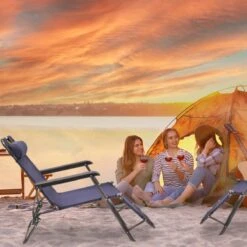 Relaxdays Ligstoel Inklapbaar - Ligbed Met Hoofdsteun - Strandstoel Verstelbaar - Camping - Donkerblauwe -Tuin- En Buitenwinkels 1200x1200 175