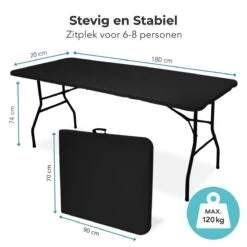 LifeGoods Klaptafel - Inklapbaar - 70x180cm - Verstelbare Vouwtafel - Weerbestendig - Zwart -Tuin- En Buitenwinkels 1200x1200 18