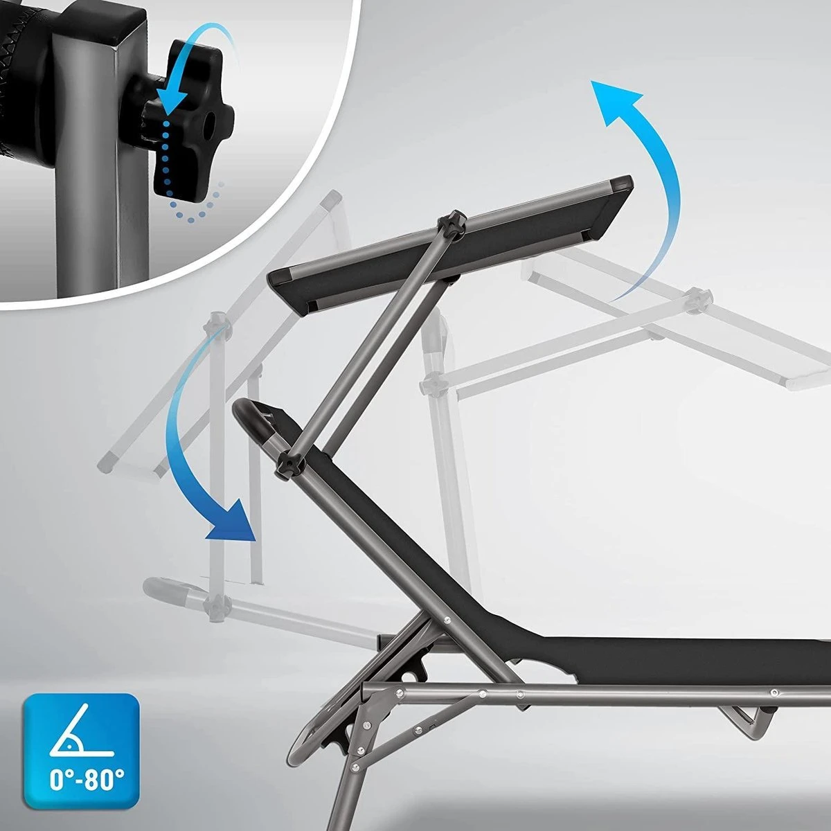 Sens Design Zonnebed - Ligbed Inklapbaar Met Zonneklep - Grijs 9 Sens Design Zonnebed - Ligbed Inklapbaar Met Zonneklep - Grijs - Afbeelding 7